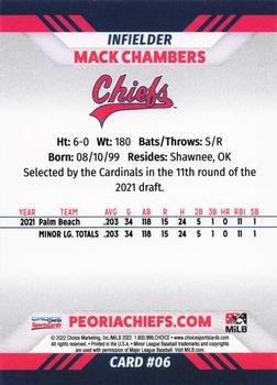 2022 Choice Peoria Chiefs #06 Mack Chambers Back