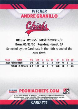2022 Choice Peoria Chiefs #11 Andre Granillo Back