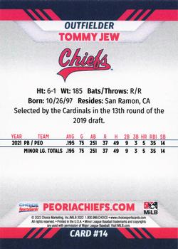 2022 Choice Peoria Chiefs #14 Tommy Jew Back