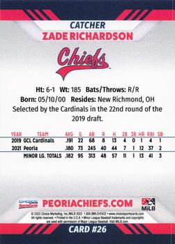 2022 Choice Peoria Chiefs #26 Zade Richardson Back