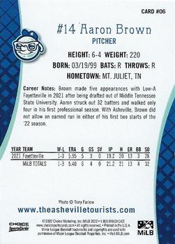 2022 Choice Asheville Tourists #06 Aaron Brown Back