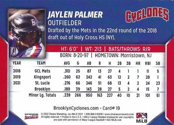 2022 Choice Brooklyn Cyclones #19 Jaylen Palmer Back