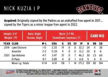 2022 Choice Erie Seawolves #12 Nick Kuzia Back