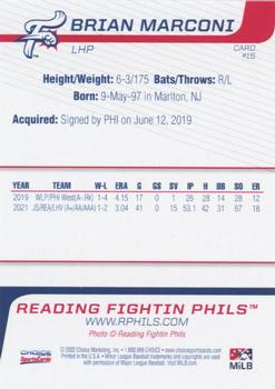 2022 Choice Reading Fightin Phils #15 Brian Marconi Back