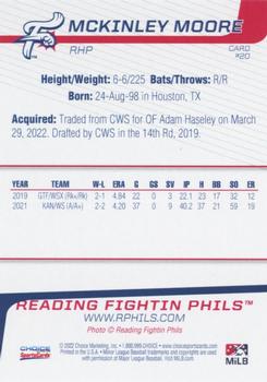 2022 Choice Reading Fightin Phils #20 McKinley Moore Back