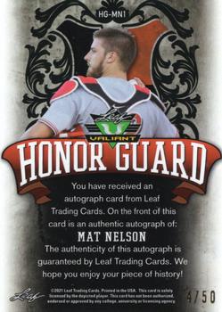2021 Leaf Valiant - Honor Guard Autographs Purple #HG-MN1 Mat Nelson Back