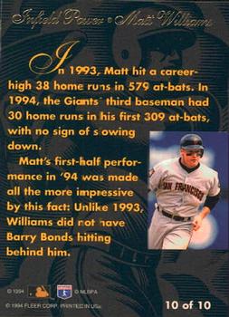 1994 Flair - Infield Power #10 Matt Williams Back