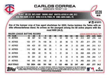 2022 Topps Mini #US39 Carlos Correa Back