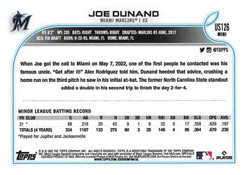 2022 Topps Mini #US126 Joe Dunand Back
