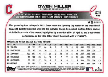 2022 Topps Mini #US213 Owen Miller Back