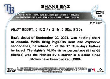 2022 Topps Mini #US240 Shane Baz Back