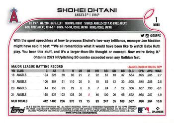 2022 Topps Mini #1 Shohei Ohtani Back