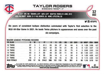 2022 Topps Mini #32 Taylor Rogers Back