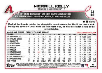 2022 Topps Mini #74 Merrill Kelly Back