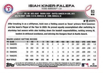 2022 Topps Mini #93 Isiah Kiner-Falefa Back