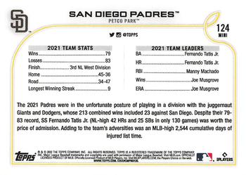 2022 Topps Mini #124 San Diego Padres Back
