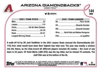 2022 Topps Mini #144 Arizona Diamondbacks Back