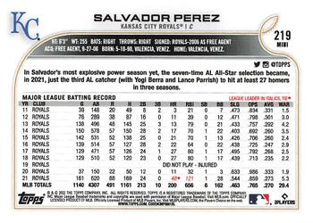 2022 Topps Mini #219 Salvador Perez Back