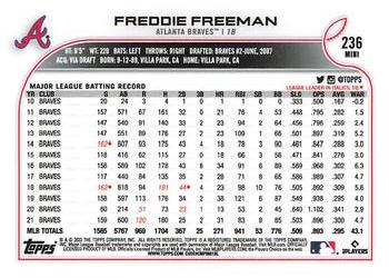 2022 Topps Mini #236 Freddie Freeman Back