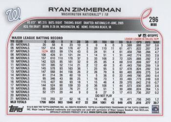 2022 Topps Mini #296 Ryan Zimmerman Back