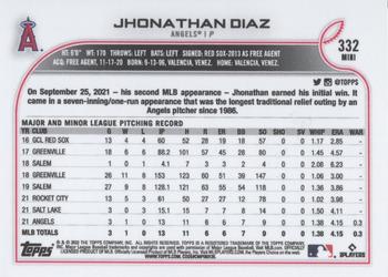 2022 Topps Mini #332 Jhonathan Diaz Back