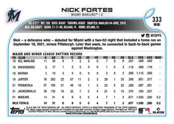 2022 Topps Mini #333 Nick Fortes Back