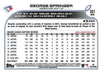 2022 Topps Mini #361 George Springer Back