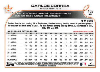 2022 Topps Mini #405 Carlos Correa Back