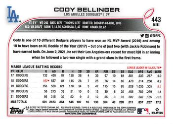 2022 Topps Mini #443 Cody Bellinger Back