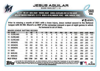 2022 Topps Mini #560 Jesus Aguilar Back
