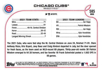 2022 Topps Mini #585 Chicago Cubs Back