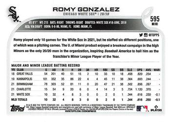 2022 Topps Mini #595 Romy Gonzalez Back