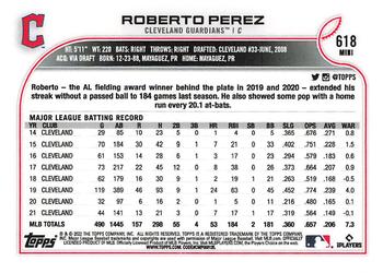 2022 Topps Mini #618 Roberto Perez Back