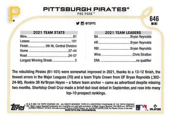 2022 Topps Mini #646 Pittsburgh Pirates Back