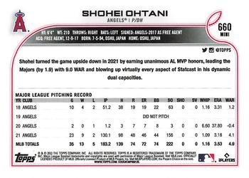 2022 Topps Mini #660 Shohei Ohtani Back