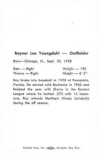 1963 Scheible Press Rochester Red Wings #NNO Raynor Youngdahl Back