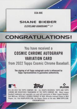 2022 Topps Chrome Cosmic - Cosmic Chrome Autographs #CCA-BIE Shane Bieber Back