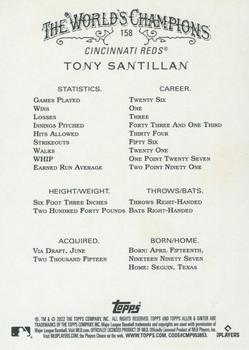 2022 Topps Allen & Ginter - Silver Portrait #158 Tony Santillan Back