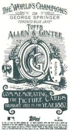 2022 Topps Allen & Ginter - Mini A & G Back #234 George Springer Back