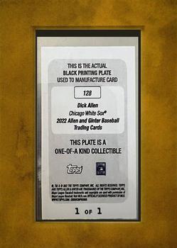 2022 Topps Allen & Ginter - Mini Framed Printing Plate Black #128 Dick Allen Back