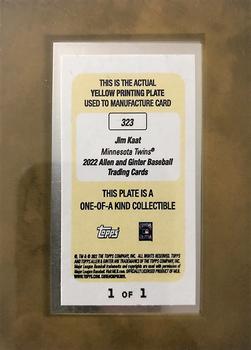 2022 Topps Allen & Ginter - Mini Framed Printing Plate Yellow #323 Jim Kaat Back