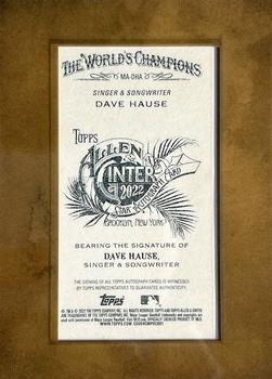 2022 Topps Allen & Ginter - Framed Mini Autographs #MA-DHA Dave Hause Back