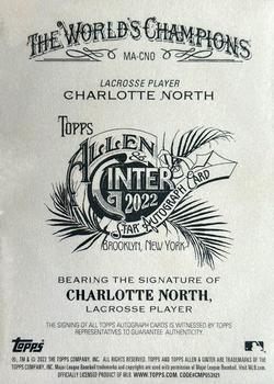 2022 Topps Allen & Ginter - Full-Size Autographs #MA-CNO Charlotte North Back