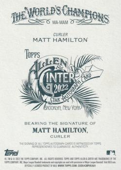 2022 Topps Allen & Ginter - Full-Size Autographs #MA-MAM Matt Hamilton Back