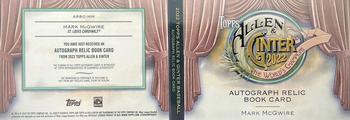 2022 Topps Allen & Ginter - Autograph Relic Book #ARBC-MM Mark McGwire Back