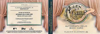 2022 Topps Allen & Ginter - Autograph Relic Book #ARBC-VGJ Vladimir Guerrero Jr. Back