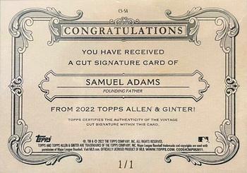 2022 Topps Allen & Ginter - Cut Signatures #CS-SA Samuel Adams Back