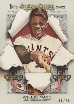 2022 Topps Allen & Ginter - Rip Cards #RC-WMA Willie Mays Front
