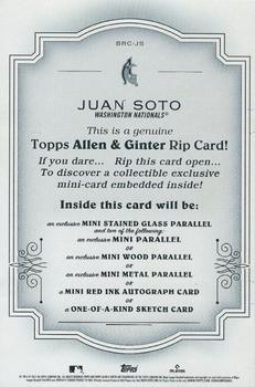 2022 Topps Allen & Ginter - Boxloader Rip Cards #BRC-JS Juan Soto Back