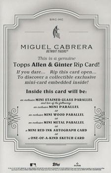 2022 Topps Allen & Ginter - Boxloader Rip Cards #BRC-MC Miguel Cabrera Back